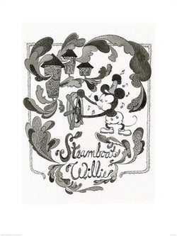 Kunstdruck Mickey Mouse - Steamboat Willie Steam 60x80cm
