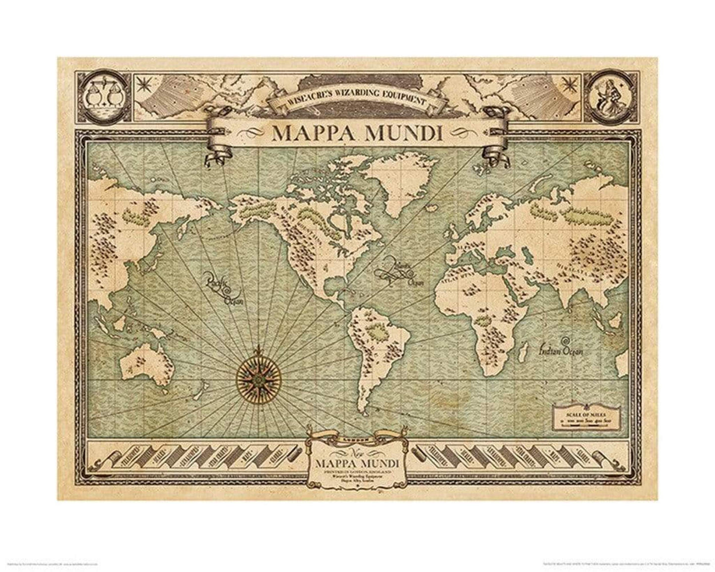 Kunstdruck Fantastic Beasts Mappa Mundi 50x40cm