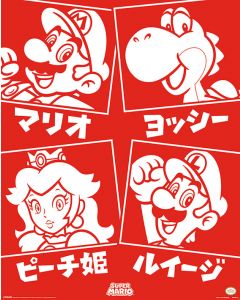 Super Mario Japanische Tekens Poster 40x50cm 