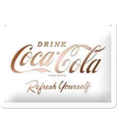 Coca-Cola Logo White Refresh Yourself Blechschilder 15x20cm