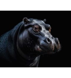Nijlpaard Portret Kunstdruk 40x50cm