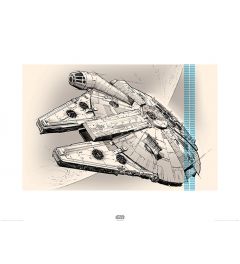 Star Wars Millennium Falcon Pencil Art Print 60x80cm