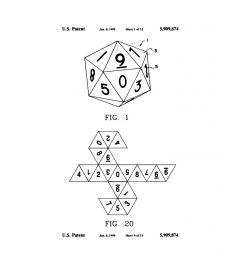 Twenty-Sided Die Pattent Fig 1 And 20 Art Print