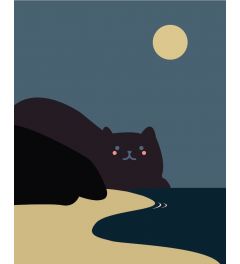 Cat Beach Art Print 40x50cm