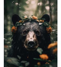 Bear with Flowercrown Art Print 40x50cm