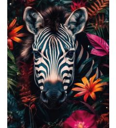 Tropical Flower Zebra Art Print 40x50cm