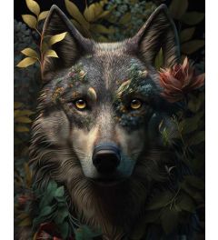 Floral Wolf Art Print 40x50cm