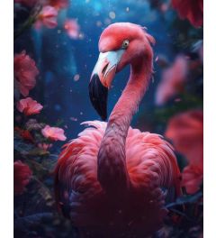 Pink Night Flamingo Art Print 40x50cm