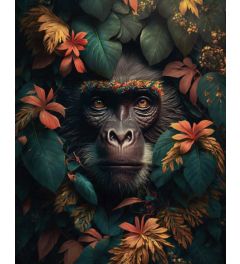 Monkey in Flowers Art Print 40x50cm